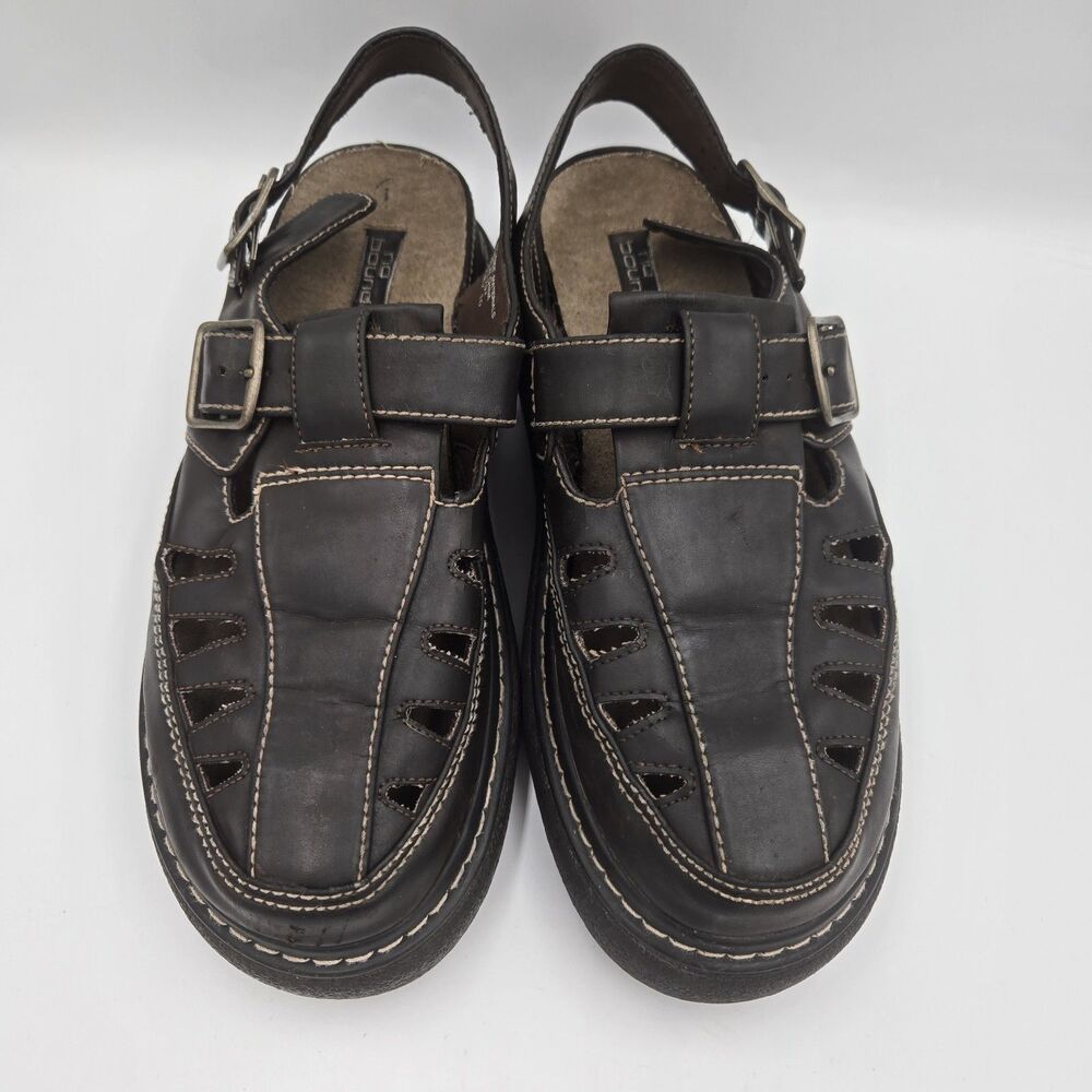 Y2K VTG No Boundaries 10 Haley Chunky Sandals Brown Leather Platform 90s Grunge - Picture 4 of 12